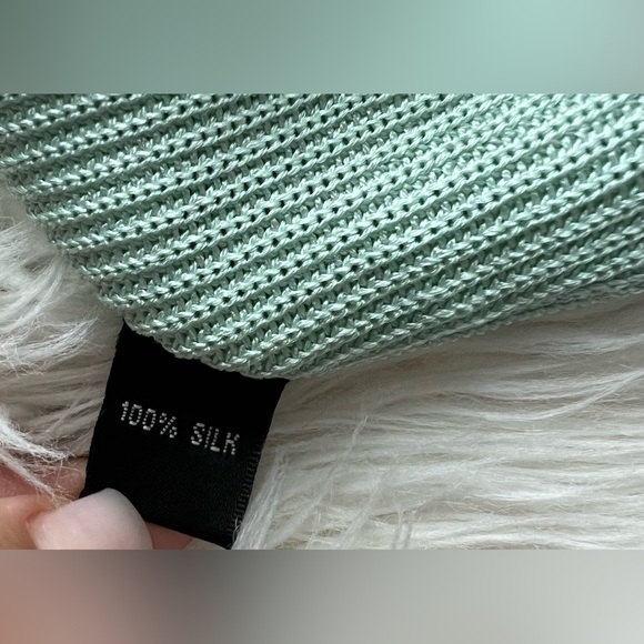 ELLEN TRACY  LARGE  Cardigan V-Neck Button Down Light Mint Green - Picture 4 of 6